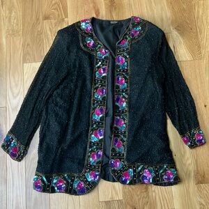 Vintage Plus sequined & beaded jacket 1X-2X